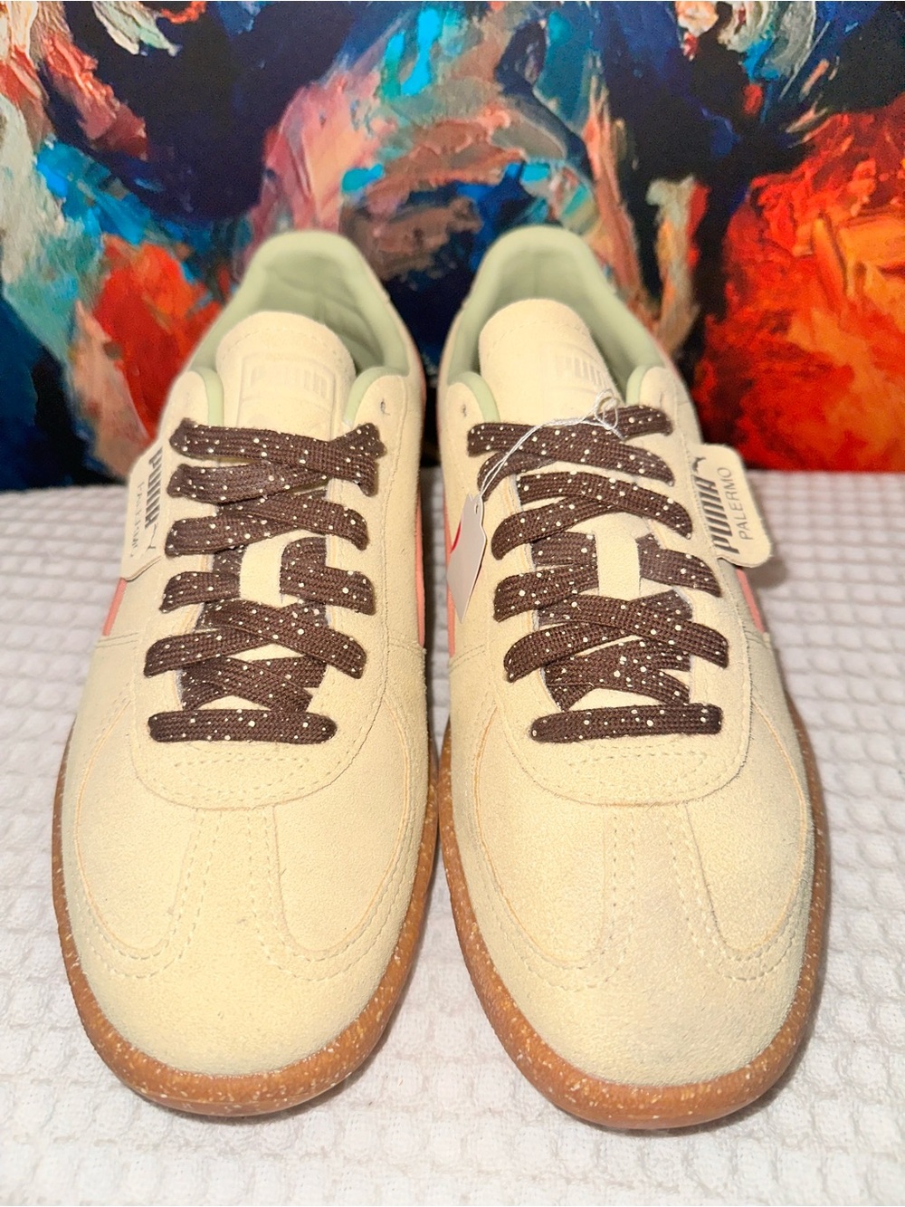 No.76 Puma Palermo Cannoli Women's Sneakers Cream Green Pink 400778-01